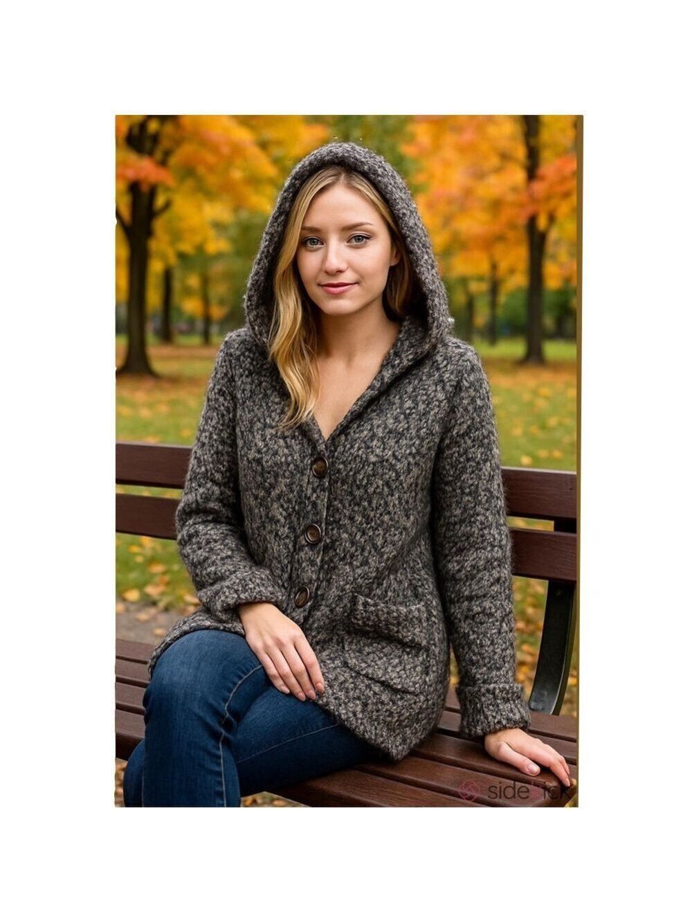 POL Cozy Black and White Hooded Cardigan